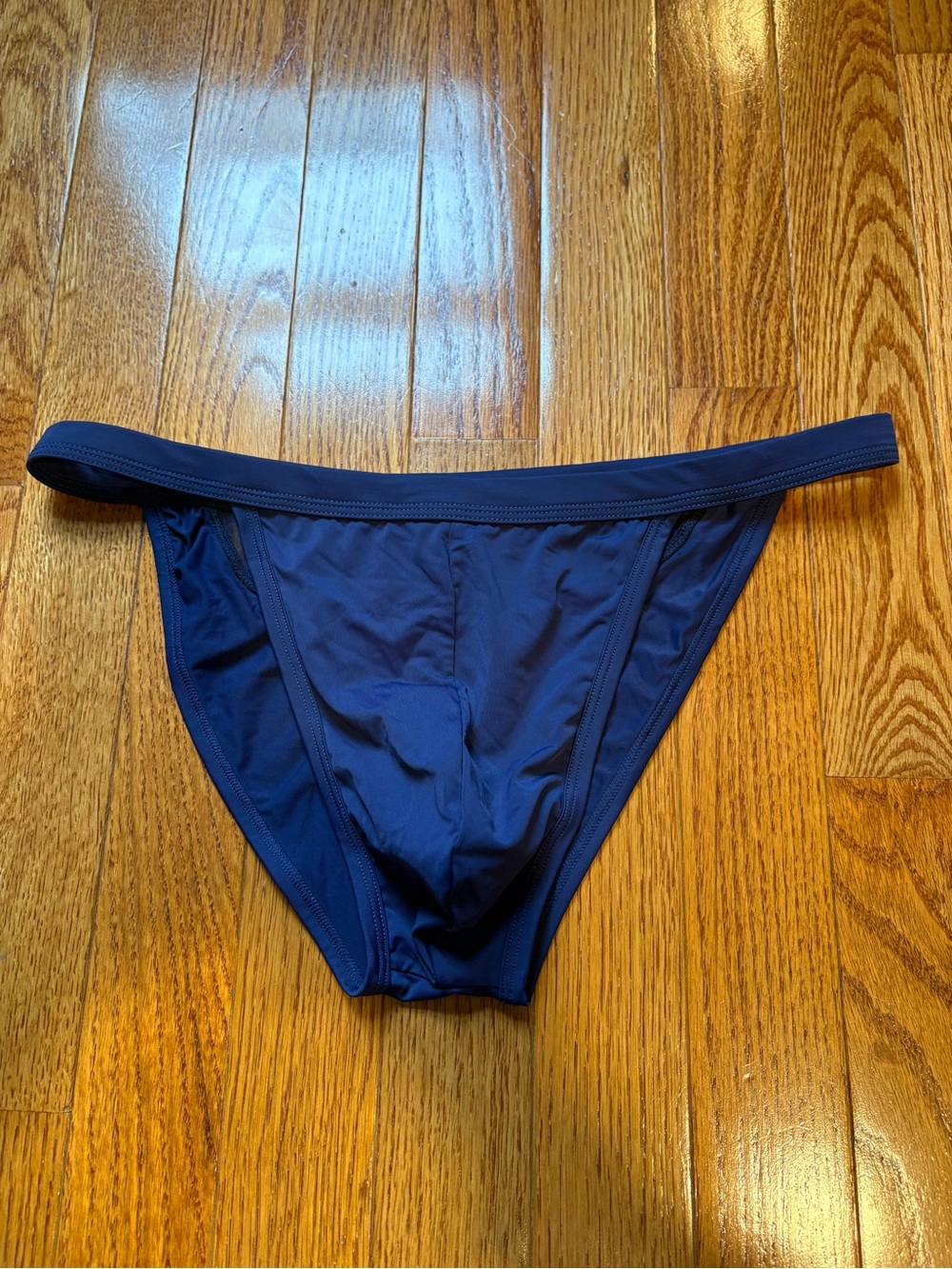 Men's JJ Malibu Navy Blue Swim Briefs - Low-Rise Sport Bikini w/ Mesh panel